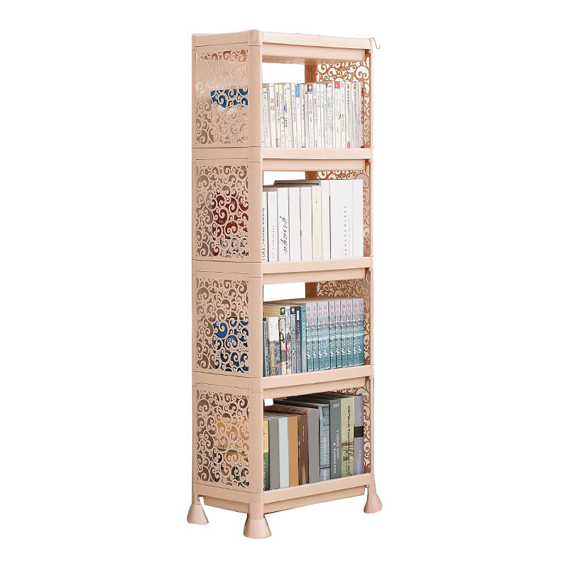 Contemporary Style Bookshelf Plastic Open Back Bookcase for Home Office 18.1"L x 9.8"W x 50"H Off-White Clearhalo 'Bookcases' 'furn' 'furn_bookcases' 'Furniture' 'furniture_bookcases' 'Office Furniture' 5074104