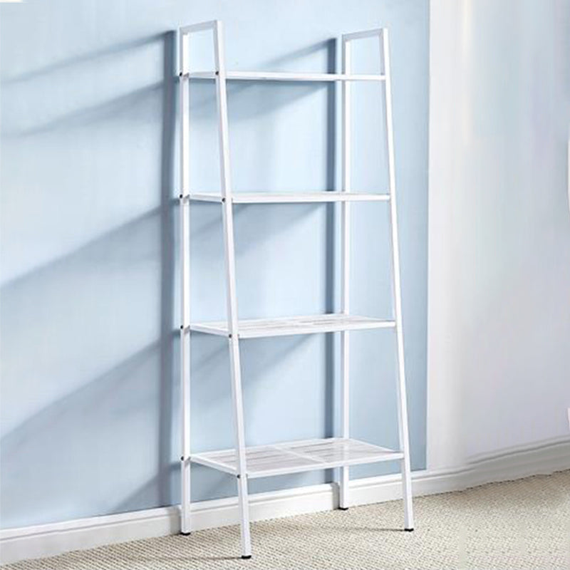 Modern Metal Ladder Bookshelf Vertical Open Bookshelf for Living Room 23.6"L x 13.8"W x 58.3"H White Clearhalo 'Bookcases' 'furn' 'furn_bookcases' 'Furniture' 'furniture_bookcases' 'Office Furniture' 5074132