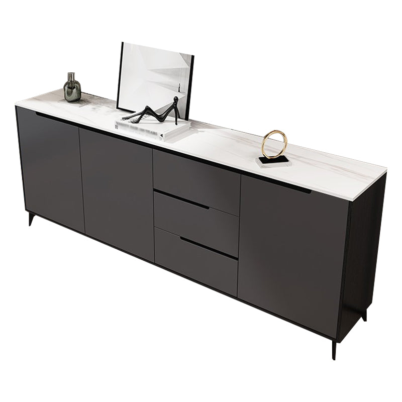 Contemporary Engineered Wood Sideboard Storage Sideboard for Dining Room Gray-White Clearhalo 'buffet_sideboard' 'Buffets & Sideboards' 'furn' 'furn_buffet_sideboard' 'Furniture' 'furniture_buffet_sideboard' 'Kitchen & Dining Furniture' 5074436