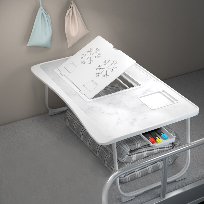 23.6"L Engineer Wood Writing Desk Metal Base Desk for Student Dormitory Marble Drawers Clearhalo 'furn' 'furn_office_desk' 'Furniture' 'furniture_office_desk' 'Office Desks' 'Office Furniture' 'office_desk' 5074541