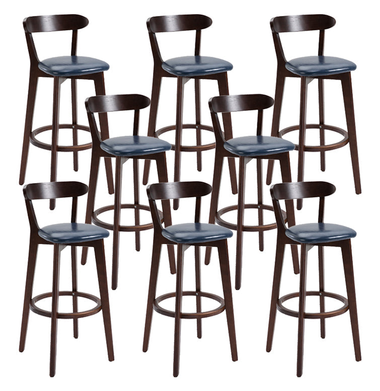 Scandinavian Matte Finish Solid Wood Bar Stool Dessert Shop Footrest Stool Dark Blue Brown 8 Piece Set Clearhalo 'Bar Furniture' 'Bar Stools' 'bar_stools' 'furn' 'furn_bar_stools' 'Furniture' 'furniture_bar_stools' 'Kitchen & Dining Furniture' 5080327