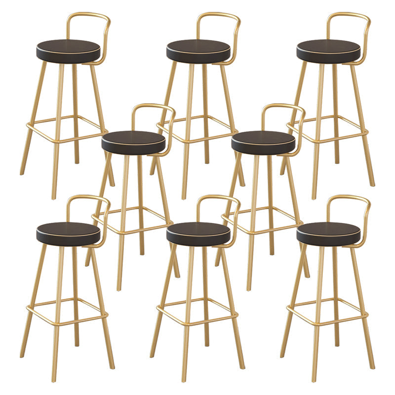 Glam Footrest Round Counter-height Stool Low Back Leather Counter Stool Gold 8 Piece Set Clearhalo 'Bar Furniture' 'Bar Stools' 'bar_stools' 'furn' 'furn_bar_stools' 'Furniture' 'furniture_bar_stools' 'Kitchen & Dining Furniture' 5080410
