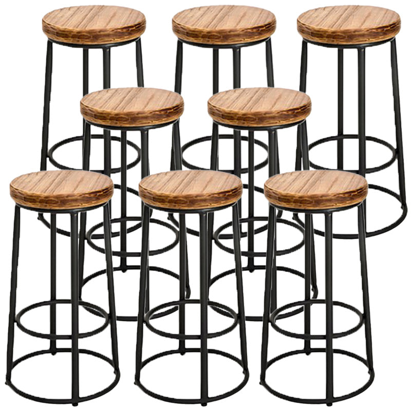 Industrial Solid Wood Bar & Counter Stool Round Cafe Counter Chair in Natural 8 Piece Set Clearhalo 'Bar Furniture' 'Bar Stools' 'bar_stools' 'furn' 'furn_bar_stools' 'Furniture' 'furniture_bar_stools' 'Kitchen & Dining Furniture' 5080490