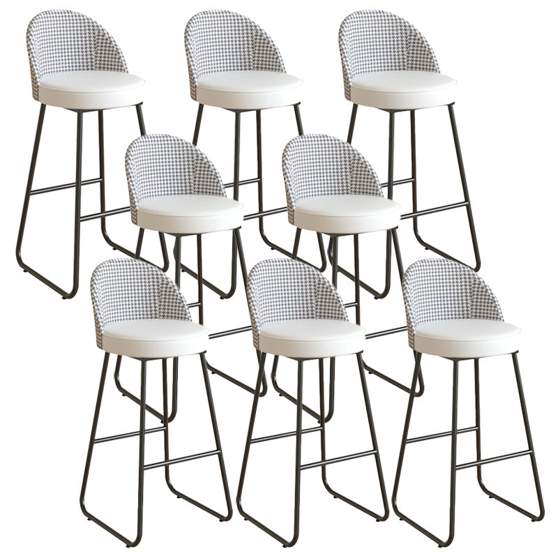 Restaurant Modern Bucket Counter Bar Stool Leather and Metal Counter-height Stool Off-White 8 Piece Set Clearhalo 'Bar Furniture' 'Bar Stools' 'bar_stools' 'furn' 'furn_bar_stools' 'Furniture' 'furniture_bar_stools' 'Kitchen & Dining Furniture' 5080510