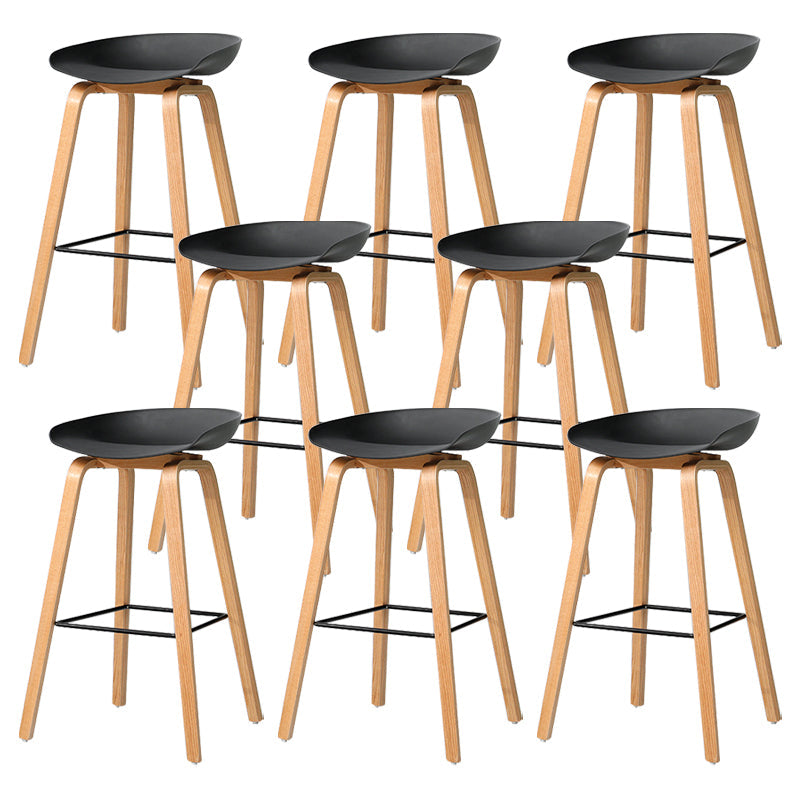 30-inch Modern Beech Wood Barstool Simple Backless Indoor Tall Stool with Plastic Seat Black 8 Piece Set Clearhalo 'Bar Furniture' 'Bar Stools' 'bar_stools' 'furn' 'furn_bar_stools' 'Furniture' 'furniture_bar_stools' 'Kitchen & Dining Furniture' 5080933