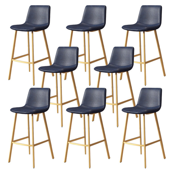 30-inch Glam Iron Barstool Distressed Low Back Indoor Tall Stool with Leather Seat Gold Blue 8 Piece Set Clearhalo 'Bar Furniture' 'Bar Stools' 'bar_stools' 'furn' 'furn_bar_stools' 'Furniture' 'furniture_bar_stools' 'Kitchen & Dining Furniture' 5081004