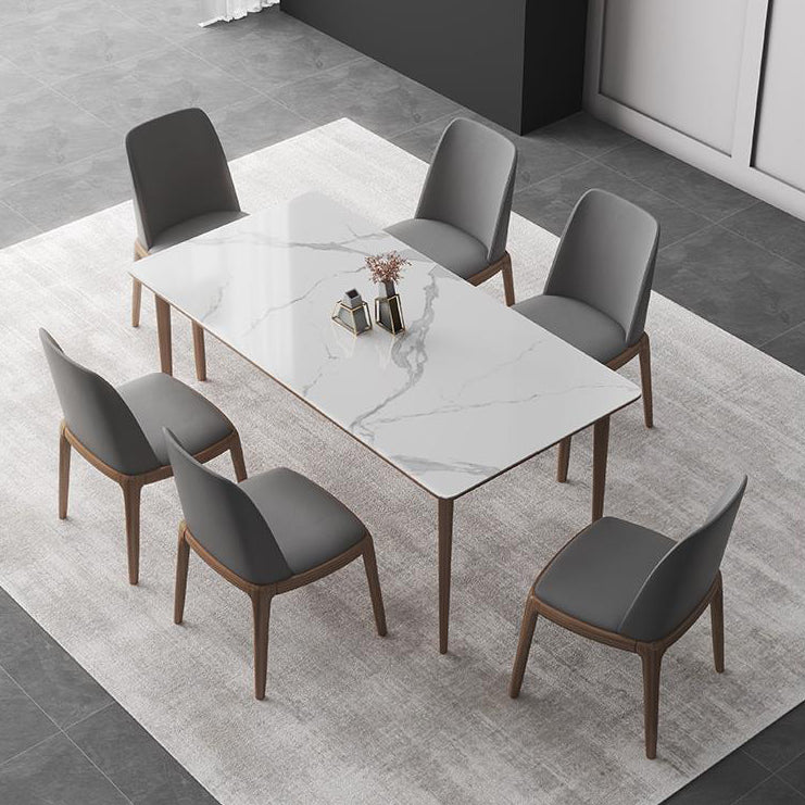 Modern Sintered Stone Top Dining Set Rectangle 1/2/3/4/7 Pieces Dining Room Table Set 7 Pieces: Table, 6 Chairs Clearhalo 'Dining Room Sets' 'Dining Tables & Seating' 'dining_room_set' 'furn' 'furn_dining_room_set' 'Furniture' 'furniture_dining_room_set' 'Kitchen & Dining Furniture' 5081007