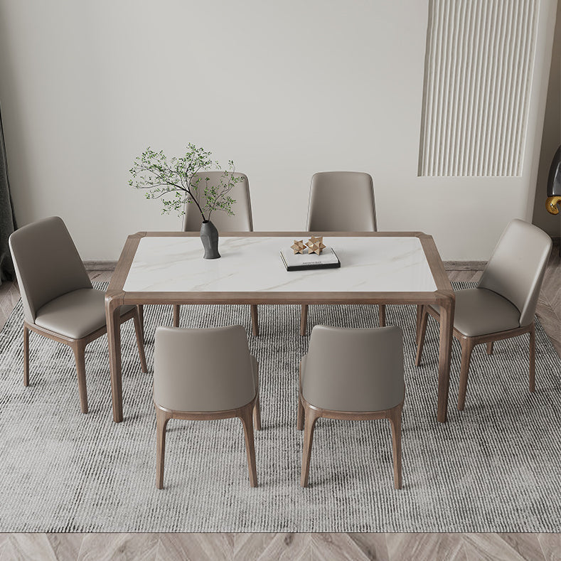 Modern Sintered Stone Top Dining Set Rectangle 1/2/3/5/7 Pieces Dining Room Table Set 7 Pieces: Table, 6 Chairs Clearhalo 'Dining Room Sets' 'Dining Tables & Seating' 'dining_room_set' 'furn' 'furn_dining_room_set' 'Furniture' 'furniture_dining_room_set' 'Kitchen & Dining Furniture' 5081070