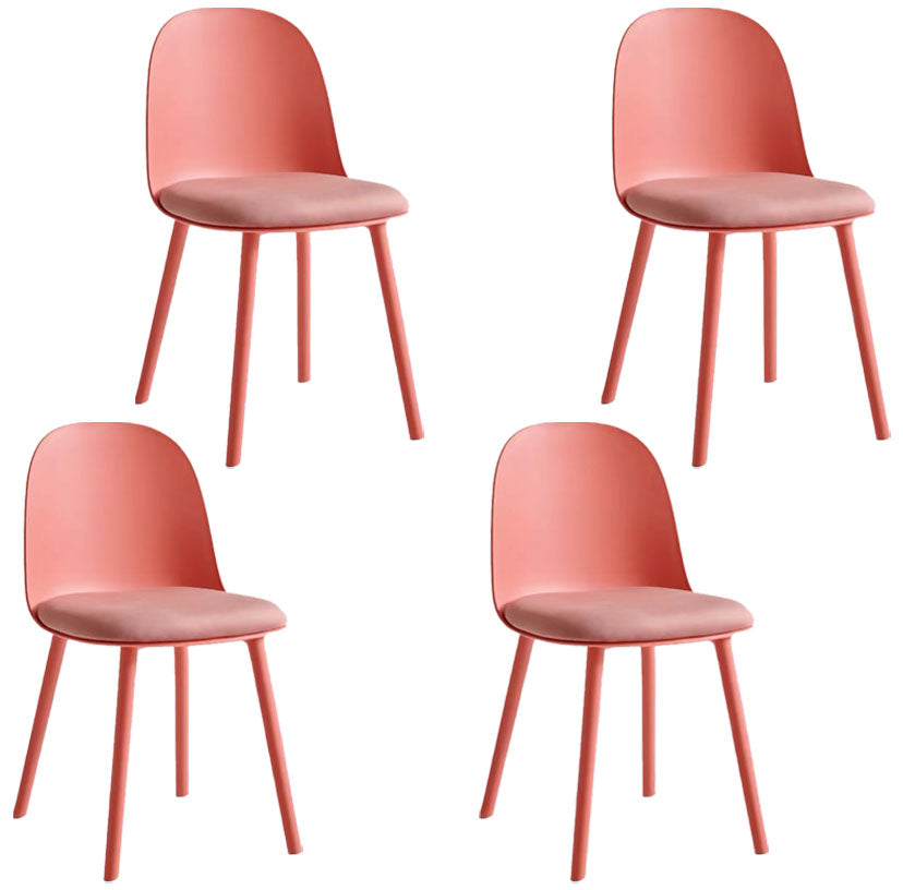 Upholstered Dining Chair Modern Style Plastic Side Chair for Dining Room Red 4 Piece Set Clearhalo 'Dining Chairs' 'Dining Tables & Seating' 'dining_chair' 'furn' 'furn_dining_chair' 'Furniture' 'furniture_dining_chair' 'Kitchen & Dining Furniture' 5082086