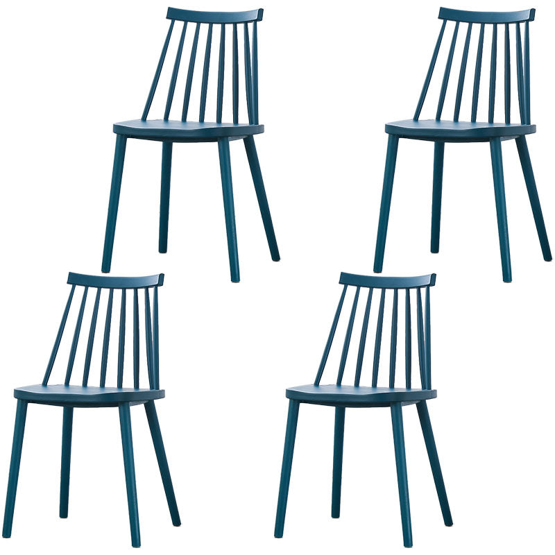 Plastic Contemporary Side Chair Slat Back Kitchen Dining Room Chair Peacock Blue 4 Piece Set Clearhalo 'Dining Chairs' 'Dining Tables & Seating' 'dining_chair' 'furn' 'furn_dining_chair' 'Furniture' 'furniture_dining_chair' 'Kitchen & Dining Furniture' 5082125