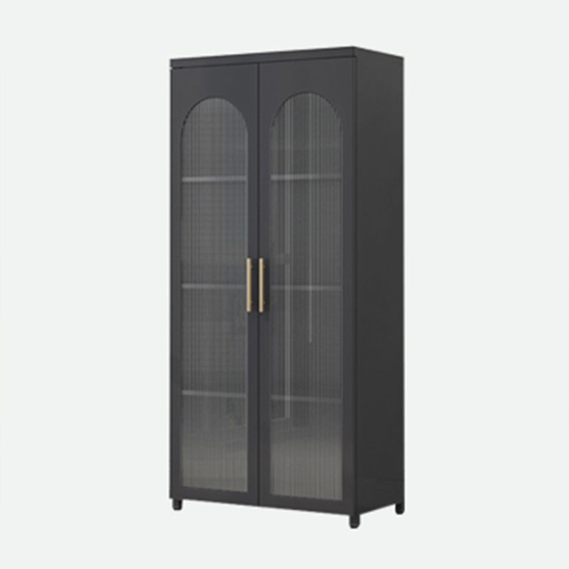 Contemporary Metal Standard Bookcase Closed Back Vertical Bookcase with Glass Door 28"L x 14"W x 59"H Black Clearhalo 'Bookcases' 'furn' 'furn_bookcases' 'Furniture' 'furniture_bookcases' 'Office Furniture' 5082652
