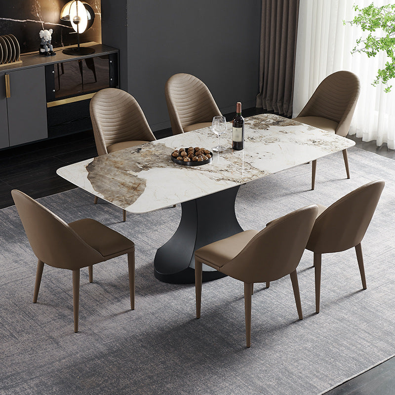 Modern Rectangle Sintered Stone Dining Table Set 1/3/4/5/7 Pieces Dining Set for Home Use 7 Pieces: Table, 6 Chairs Clearhalo 'Dining Room Sets' 'Dining Tables & Seating' 'dining_room_set' 'furn' 'furn_dining_room_set' 'Furniture' 'furniture_dining_room_set' 'Kitchen & Dining Furniture' 5085755