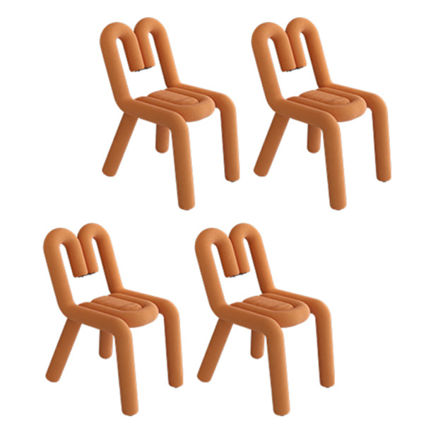Contemporary Style Side Chair Velvet Open Back Dining Side Chair Orange 4 Piece Set Clearhalo 'Dining Chairs' 'Dining Tables & Seating' 'dining_chair' 'furn' 'furn_dining_chair' 'Furniture' 'furniture_dining_chair' 'Kitchen & Dining Furniture' 5086226