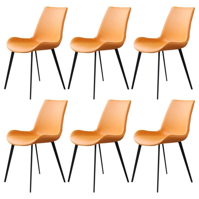 Metal Industrial Dining Chair Metallic Finish Solid Back Indoor Chair Orange 6 Piece Set Clearhalo 'Dining Chairs' 'Dining Tables & Seating' 'dining_chair' 'furn' 'furn_dining_chair' 'Furniture' 'furniture_dining_chair' 'Kitchen & Dining Furniture' 5086298