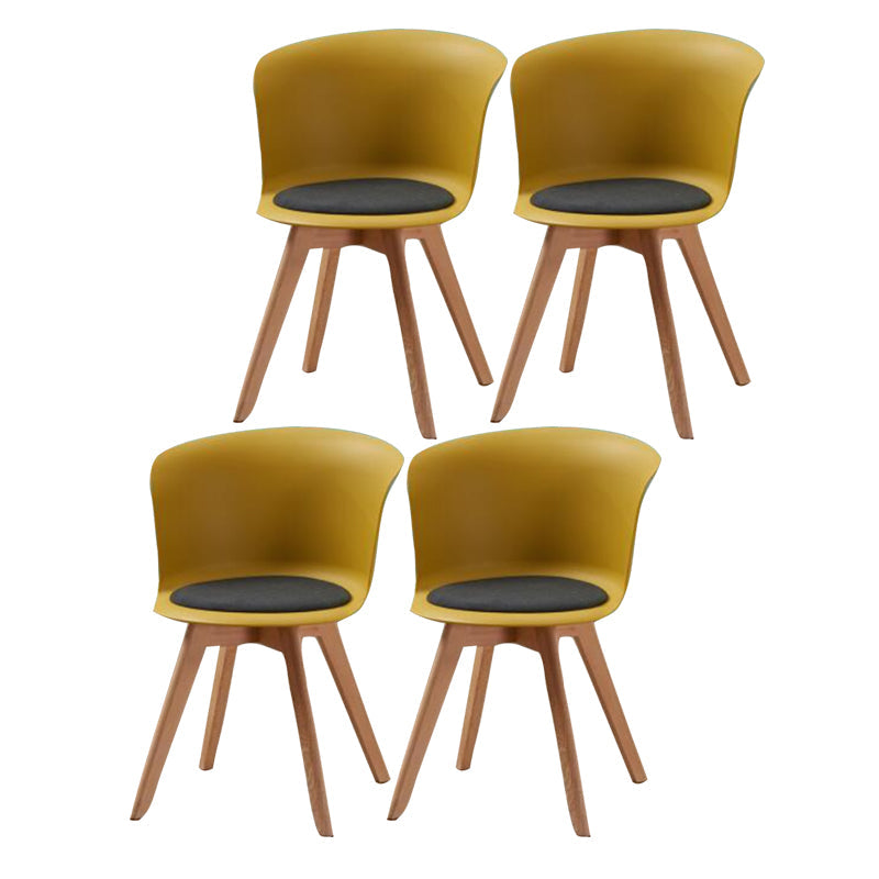 Contemporary Style Side Chair Oak Solid Wood Dining Side Chair Yellow 4 Piece Set Clearhalo 'Dining Chairs' 'Dining Tables & Seating' 'dining_chair' 'furn' 'furn_dining_chair' 'Furniture' 'furniture_dining_chair' 'Kitchen & Dining Furniture' 5086402