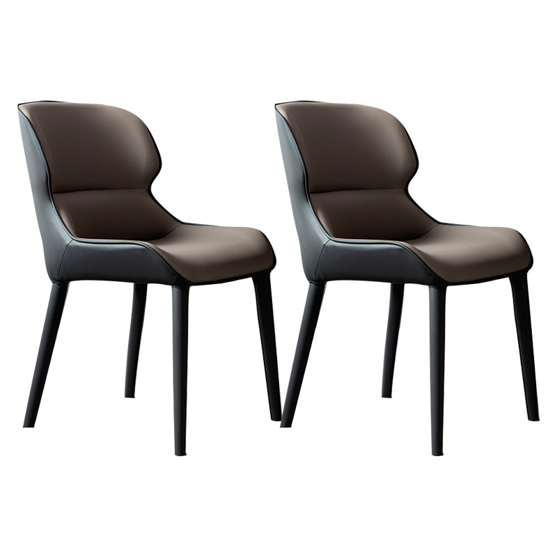 Modern Faux Leather Indoor Upholstered Dining Chair Matte Finish Wingback Side Chair Grey 2 Piece Set Clearhalo 'Dining Chairs' 'Dining Tables & Seating' 'dining_chair' 'furn' 'furn_dining_chair' 'Furniture' 'furniture_dining_chair' 'Kitchen & Dining Furniture' 5086434