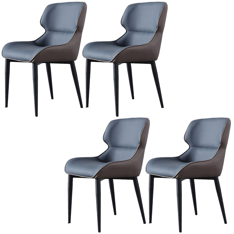 Contemporary Home Faux Leather Side Chair Metallic Finish Wingback Dining Chair Blue 4 Piece Set Clearhalo 'Dining Chairs' 'Dining Tables & Seating' 'dining_chair' 'furn' 'furn_dining_chair' 'Furniture' 'furniture_dining_chair' 'Kitchen & Dining Furniture' 5086493