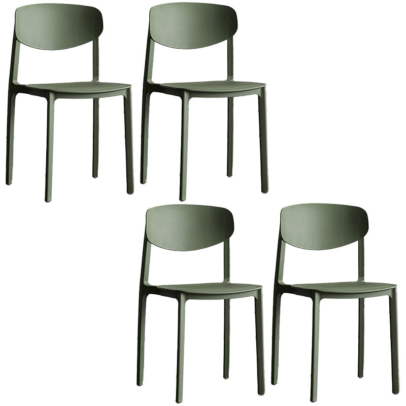 Plastic Contemporary Armless Chair Open Back Dining Kitchen Room Chair Army Green Set of 4 Clearhalo 'Dining Chairs' 'Dining Tables & Seating' 'dining_chair' 'Furniture' 'furniture_dining_chair' 'Kitchen & Dining Furniture' 5086584