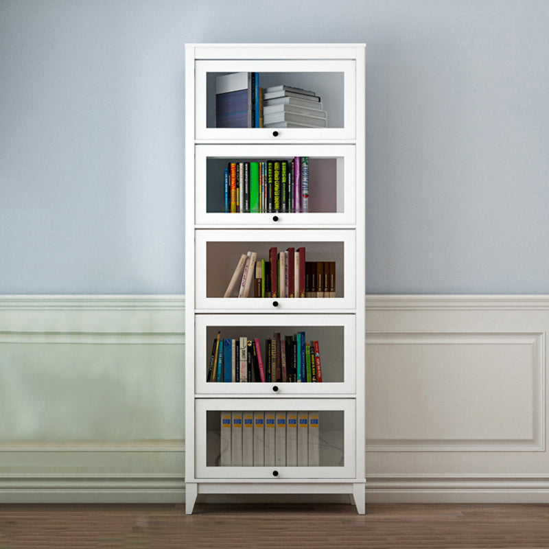 White Manufactured Wood Standard Bookcase Modern Bookshelf with Glass Doors 31.5"L x 13.9"W x 81.5"H Clearhalo 'Bookcases' 'furn' 'furn_bookcases' 'Furniture' 'furniture_bookcases' 'Office Furniture' 5086950