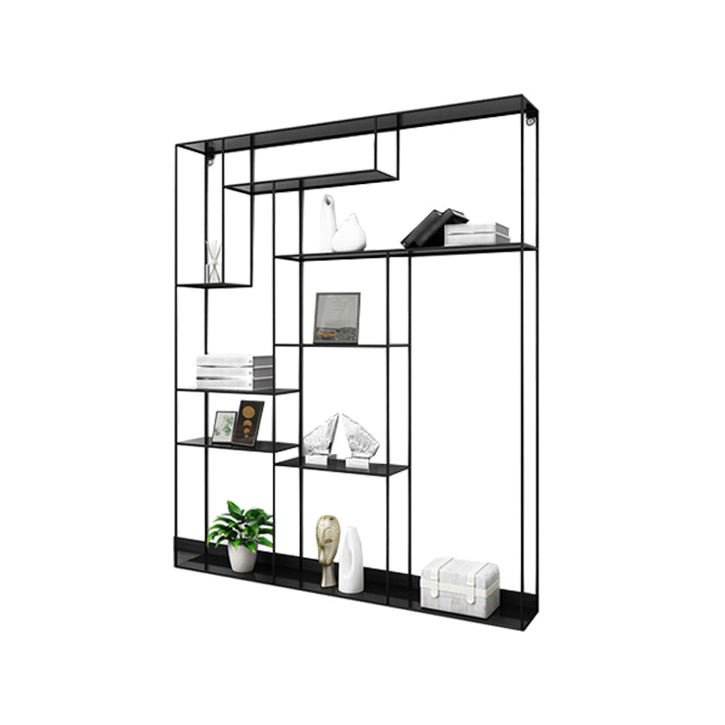 White and Black Etagere Bookshelf Modern Iron Open Bookshelf Black Clearhalo 'Bookcases' 'furn' 'furn_bookcases' 'Furniture' 'furniture_bookcases' 'Office Furniture' 5087099