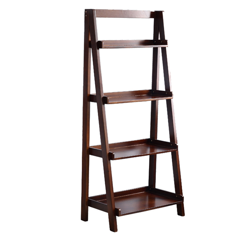 Contemporary Style Ladder Bookcase Wooden Vertical Open Back Book Shelf 23.6"L x 14.2"W x 55.1"H Brown Clearhalo 'Bookcases' 'furn' 'furn_bookcases' 'Furniture' 'furniture_bookcases' 'Office Furniture' 5087160