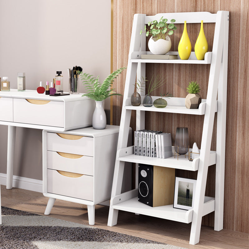 Contemporary Style Ladder Bookcase Wooden Vertical Book Shelf 23.6"L x 14.2"W x 55.1"H White Clearhalo 'Bookcases' 'furn' 'furn_bookcases' 'Furniture' 'furniture_bookcases' 'Office Furniture' 5087216