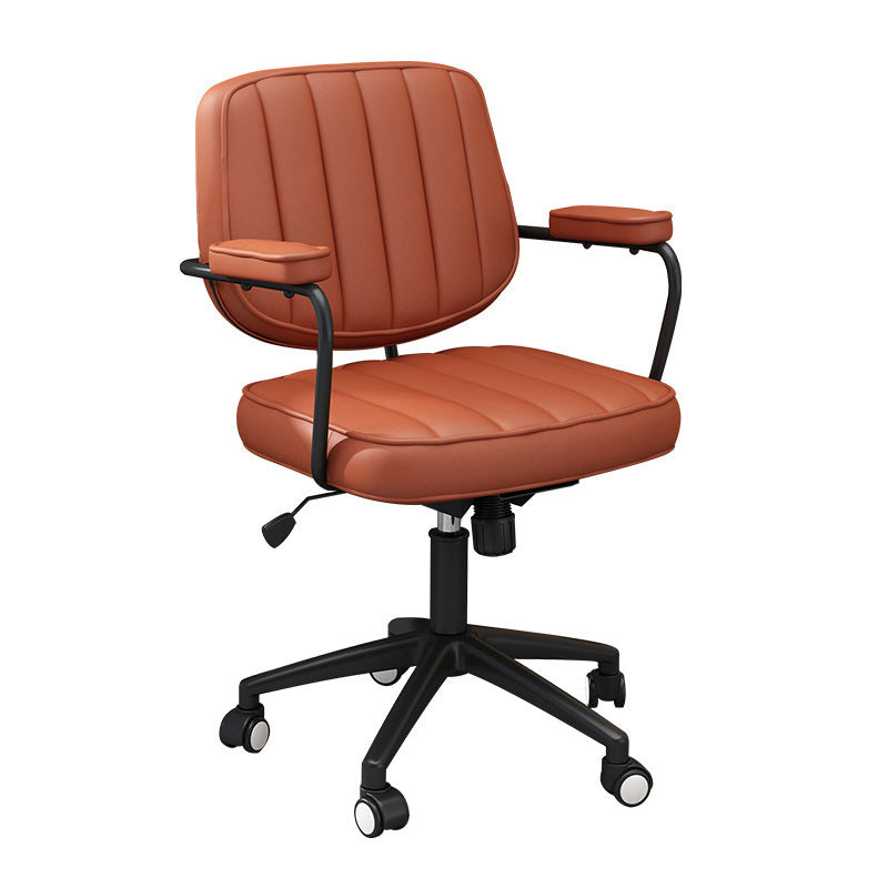 Faux Leather Task Chair Modern Adjustable Tilt Mechanism Office Chair Brown Clearhalo 'furn' 'furn_office_chair' 'Furniture' 'furniture_office_chair' 'Office Chairs' 'Office Furniture' 'office_chair' 5087692