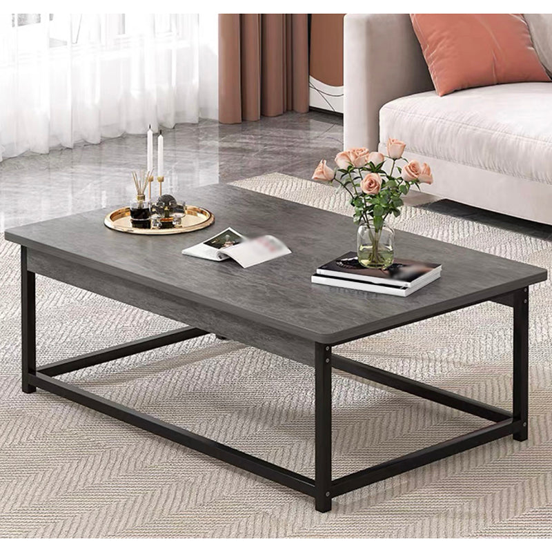 Modern Style Cocktail Table Artificial Wood Tabletop Iron Rectangular Coffee Table