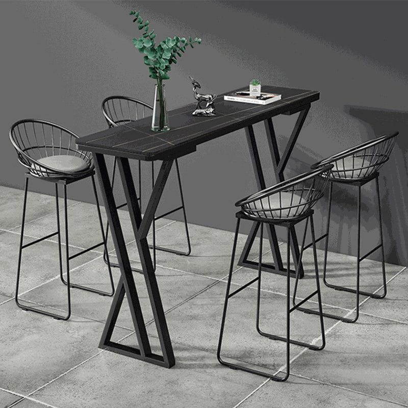 Industrial Stone Bar Wine Table Rectangle Coffee Shop Bar Height Cocktail Table