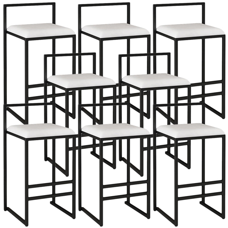 Modern Armless Backrest Counter Stool Iron Kitchen Bar Stool with Cushion and Pedal