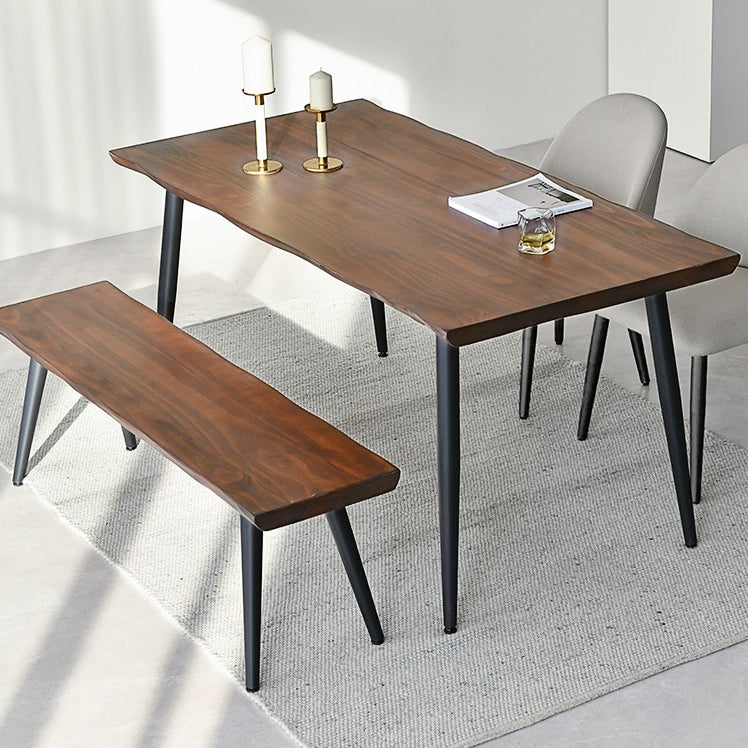 Tavolo da pranzo a base di treppiedi in ferro nero moderno tavolo in legno solido industriale moderno