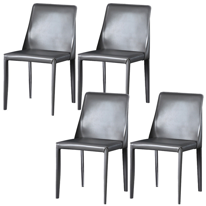 Faux Leather Contemporary Home Side Chair Matte Finish Solid Back Dining Chair