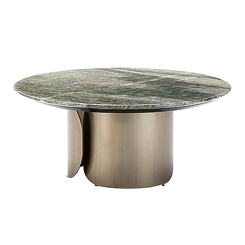 Abstract Base Cocktail Table en marbre Top en métal en acier inoxydable Table basse ronde