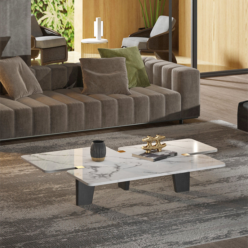 13,7 "H Contemporary Wooden Base a 3 gamba Bianco/grigio Tavolino in marmo irregolare