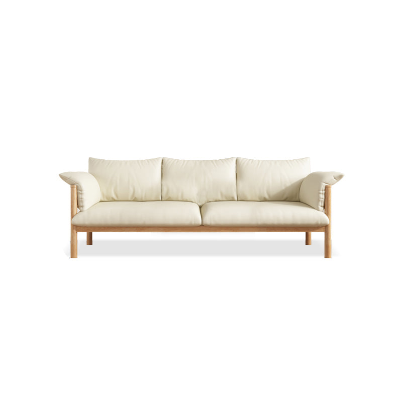 Faux Leather Stain Resistant Contemporary Standard Sofa Couch Beige Clearhalo 'furn' 'furn_sofas' 'Furniture' 'Living Room Furniture' 'Sofa' 'sofas' 5099616