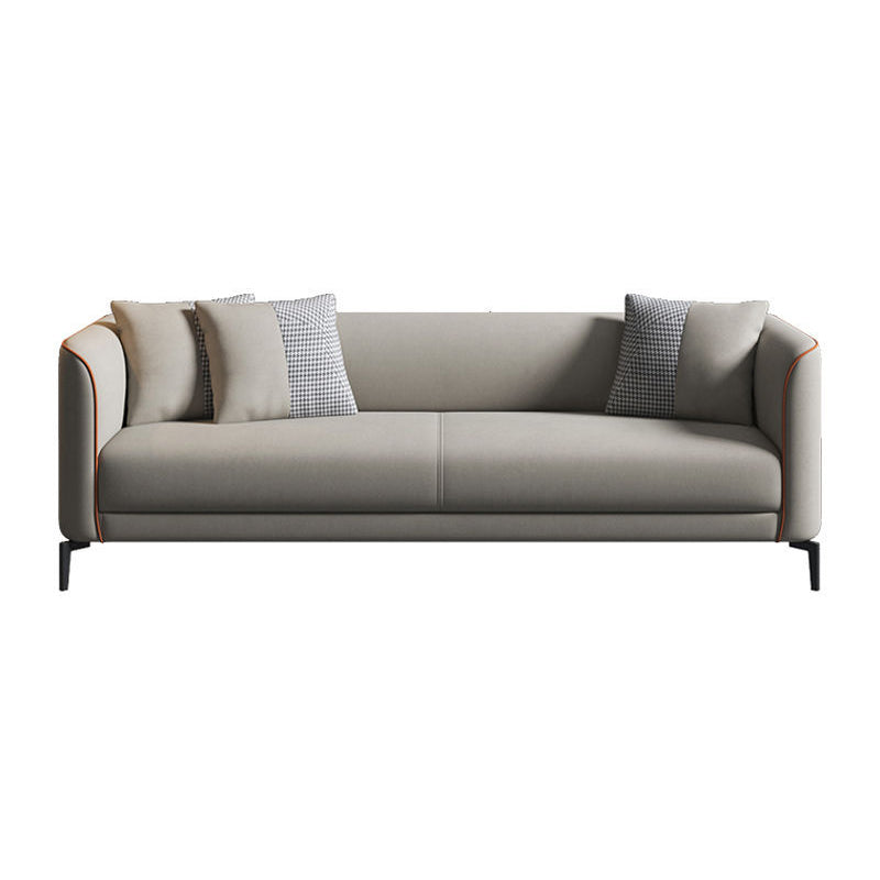 Faux Leather Sofa 25.59" D x 25.59" H Tuxedo Arm Sofa for Living Room Beige Clearhalo 'furn' 'furn_sofas' 'Furniture' 'Living Room Furniture' 'Sofa' 'sofas' 5101164