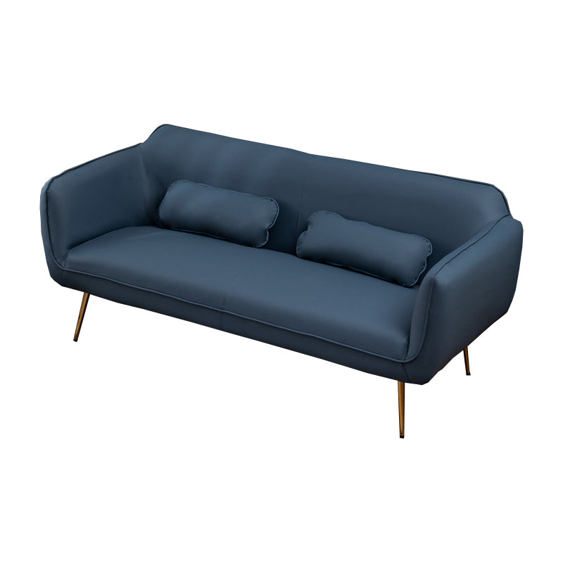 Faux Leather Sofa 29.52" D x 31.49" H Flared Arm Sofa for Living Room 64"L x 29.5"W x 31.5"H Blue Clearhalo 'furn' 'furn_sofas' 'Furniture' 'Living Room Furniture' 'Sofa' 'sofas' 5101171