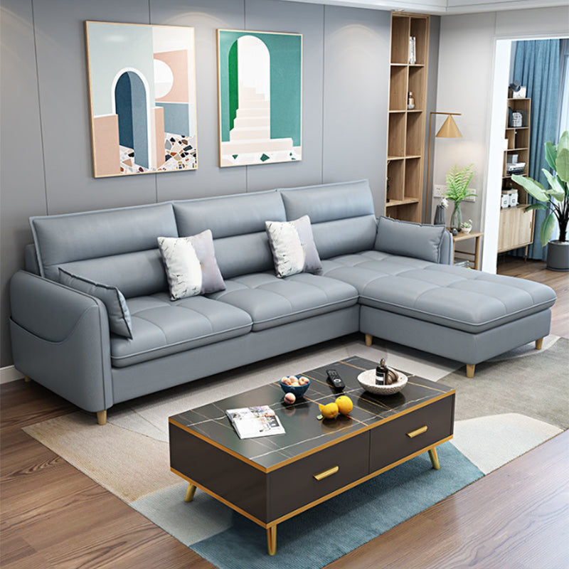 Canapé de dos d'oreiller scandinave avec ottoman inclus pour trois personnes