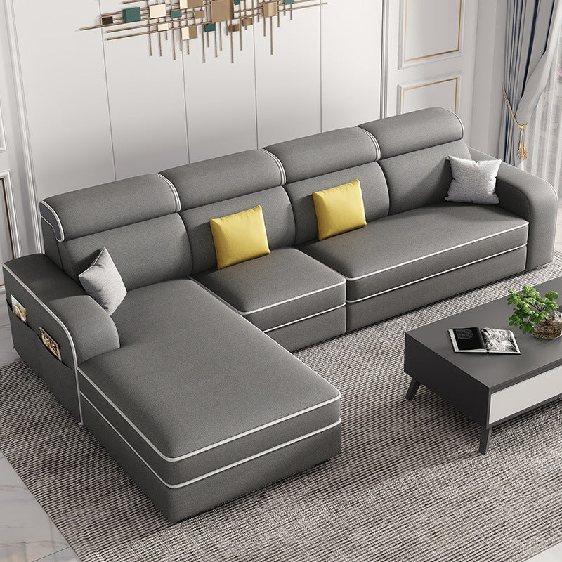 Scandinavo a forma di L sezionale con braccio quadrato e spazio per quattro persone