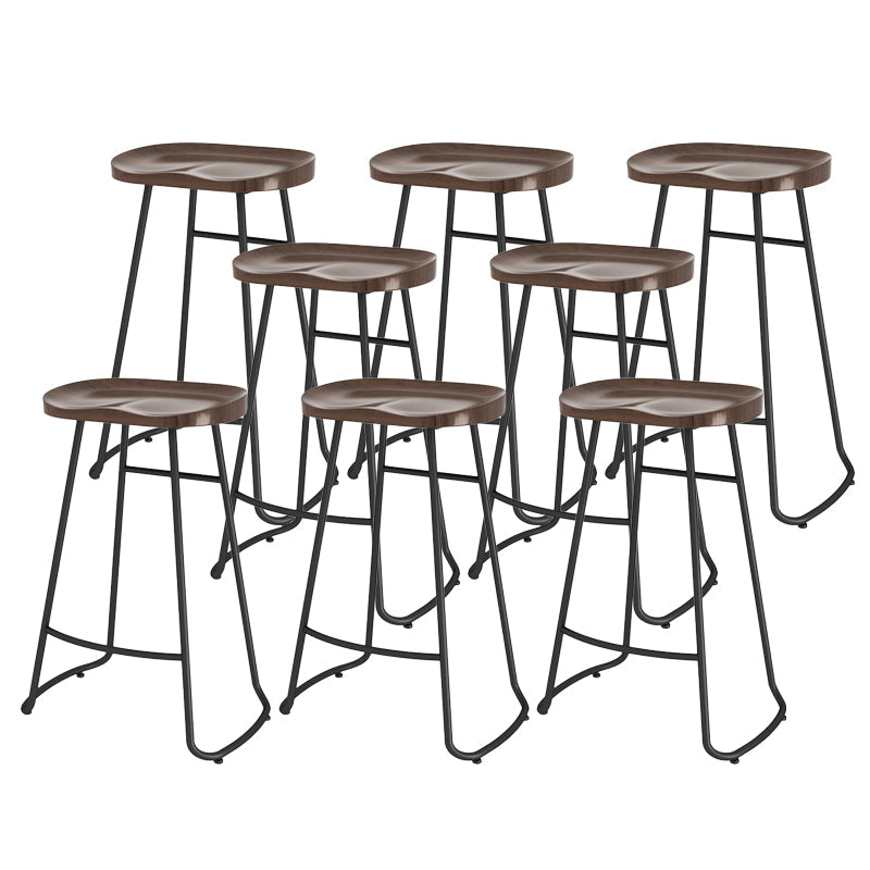Modern Contoured Seat Counter Stool Solid Wood Backless Counter-height Stool Walnut 8 Piece Set Bar Stool(30"H) Clearhalo 'Bar Furniture' 'Bar Stools' 'bar_stools' 'furn' 'furn_bar_stools' 'Furniture' 'Kitchen & Dining Furniture' 5102805