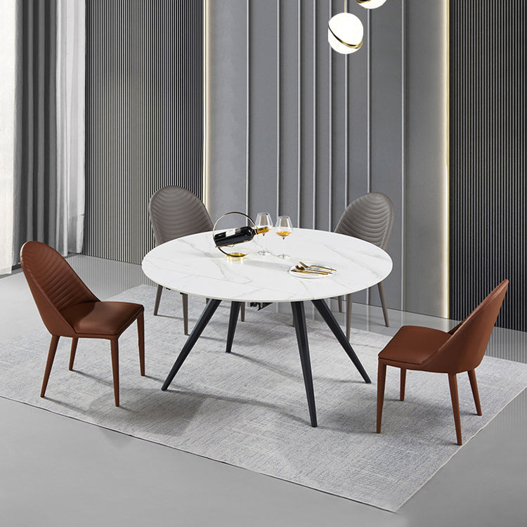 Modern Style Sintered Stone Dining Round Table Set 1/5 Pieces Dining Set 5 Pieces: Table, 4 Chairs Clearhalo 'Dining Room Sets' 'Dining Tables & Seating' 'dining_room_set' 'furn' 'furn_dining_room_set' 'Furniture' 'Kitchen & Dining Furniture' 5102929