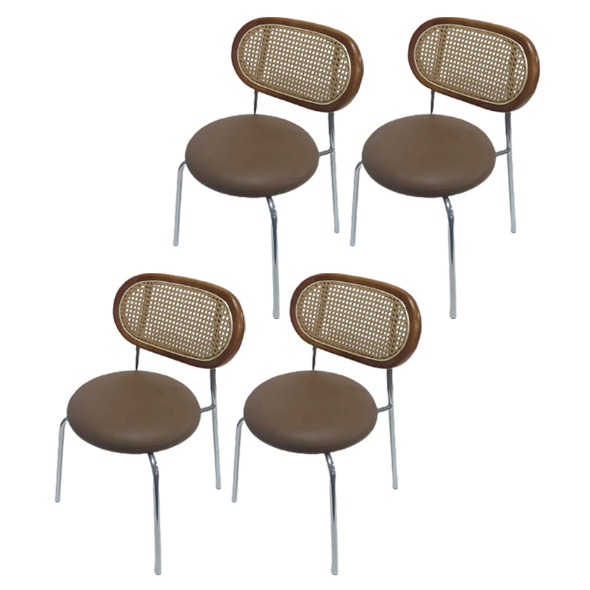 Silla de comedor de caña contemporánea para comedor de cuero falso