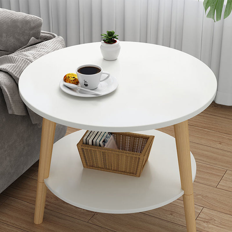 Tavolino da 3 gambe in legno bianco/naturale tavolino rotondo per soggiorno