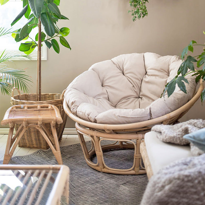 Linen Rattan Chair 27.5" H Arms Included Chair for Living Room Beige With Ottoman Clearhalo 'Accent Chairs' 'accent_chairs' 'Chairs & Seating' 'furn' 'furn_accent_chairs' 'Furniture' 'Living Room Furniture' 5113138