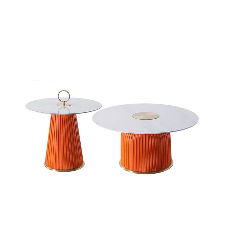 Tavolino moderno di cocktail in metallo rotondo tavolino - bianco