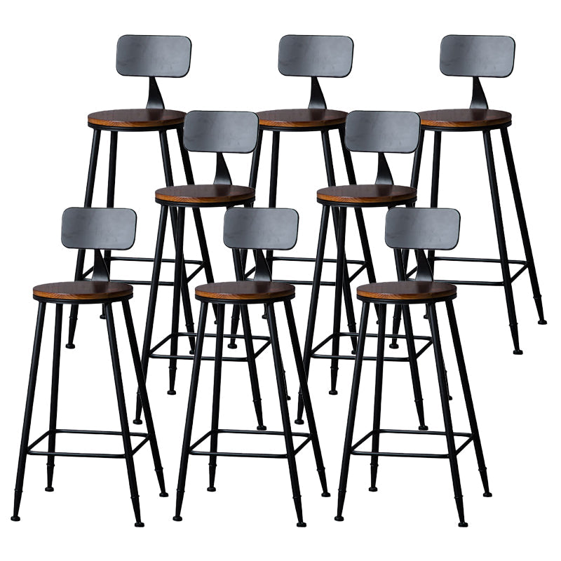 Indoor Industrial Style Wood Top Barstool Metal 4 Legs Bar Stool with Pedal With Back 8 Piece Set Bar Stool(30"H) Clearhalo 'Bar Furniture' 'Bar Stools' 'bar_stools' 'furn' 'furn_bar_stools' 'Furniture' 'Kitchen & Dining Furniture' 5118542