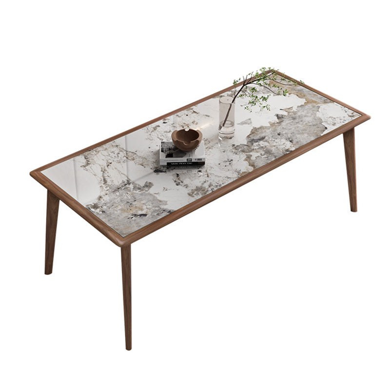 モダンなソリッドウッドダイニングサイトテーブルストーントップ三脚ベースダイニングテーブル