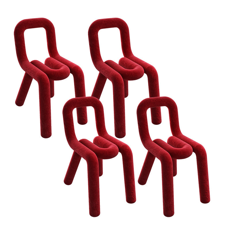 Contemporary Side Chair Velvet Open Back Dining Chair for Indoor