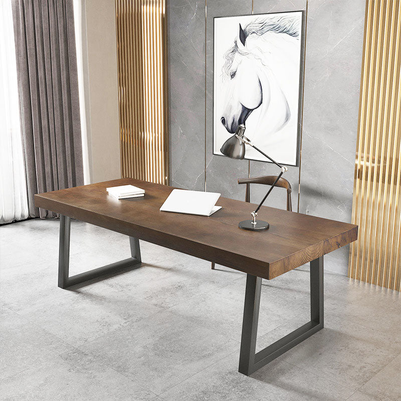 Bureau d'écriture rectangulaire industriel bureau de bureau en bois massif avec jambes noires