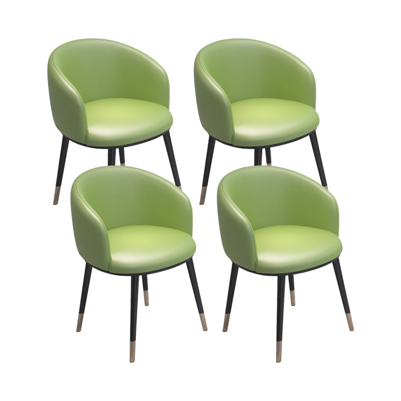 Modern Armless Task Chair Faux Leather Low Back Home Office Chair Green 4 Piece Set Clearhalo 'furn' 'furn_office_chair' 'Furniture' 'Office Chairs' 'Office Furniture' 'office_chair' 5120434